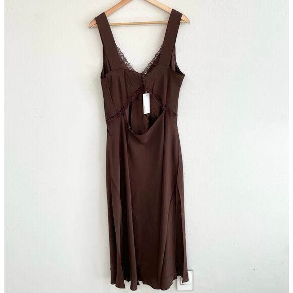 Reformation Provence Silk Midi Dress ES In Cafe Brown 2X NWT - Picture 5 of 10